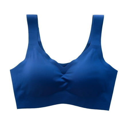 JAKANYQ Female Bra Seamless Ice Silk Sleep Bra For Wireless Sports Bra Running Tank Top Gathered Sleepwear Vest Comfy Breathable