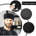 thumbnail image 2 of 3 Pieces Hat Toque Chef Hat Kitchen Food Service Hat With Elastic Band One Size Black, 2 of 5