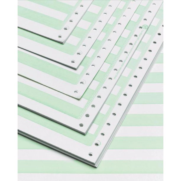 Staples 147/8 In. x 11 In. 18 Lb. Green Bar Computer Printer Paper