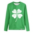 thumbnail image 4 of Women's St. Patrick's Day Shirts Cute Shamrock Heart Printed Irish Tee Shirt Casual Long Sleeve Crew Neck Tops (L, Green-9), 4 of 4