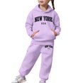thumbnail image 3 of Kids NY Hoodie Jogger Set - Bold New York Lettering Two Piece, Comfy for School, Weekends & Family Vacations Purple 160, 3 of 7