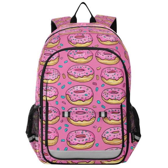 FORMRS Unisex School Backpack 17" Student Travel Bag with Laptop Compartment, Pink Doughnuts