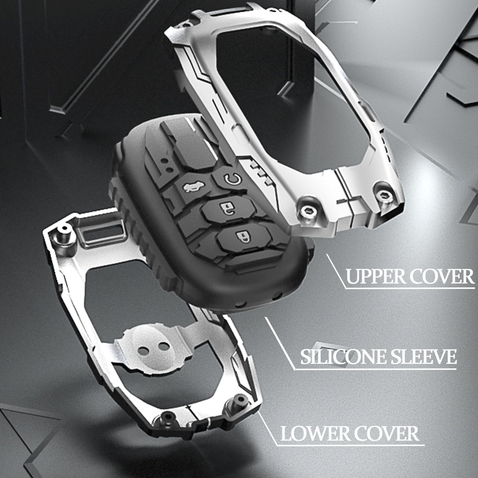 Compatible with Honda Key Fob Cover, Key fob Case Shell for 2016-2022 Accord Pilot CRV 2016-2021 Civic 2019-2024 Passport 5 Buttons, Metal Shell & Soft Silicone Protection