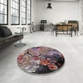 thumbnail image 3 of Ahgly Company Indoor Round Mid-Century Modern Lipstick Pink Oriental Area Rugs, 6' Round, 3 of 6