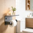 thumbnail image 6 of Stainless Steel Wall Mounted Toilet Paper Holder with Storage Shelf - Rust-Resistant Bathroom Organizer for Residential and Commercial Restrooms Gray, 6 of 6