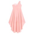 thumbnail image 5 of iiniim Kids Flower Girls Dress One Shoulder Formal Gown Chiffon Rhinestones Beaded Wedding Party Gown A Pink 14, 5 of 6