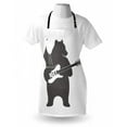 thumbnail image 3 of Bear Apron Funny Character Musician with Guitar and Hand Gesture Grunge Retro Rock n Roll, Unisex Kitchen Bib Apron with Adjustable Neck for Cooking Baking Gardening, Dark Taupe White, by Ambesonne, 3 of 3