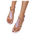 thumbnail image 4 of Samickarr Summer Sandals For Women Indoor And Outdoor Wide Womens Fashion Buckle Strap Geometric Crystal Roman Cover Heel Flat Outside Shoes, 4 of 4