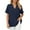 Blue, variant on Women Shirt Casual Comfortable Pullover Blouses Thin v-Neck Shirts Solid Color Work T-Shirt Top