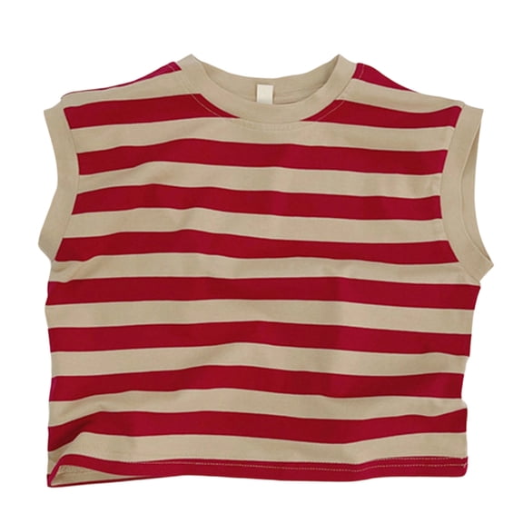 Jalioing Cotton Tank Tops for Toddler Kids Casual Striped Crew Neck Sleeveless Shirts Little Boys Girls Summer Tops