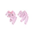 thumbnail image 2 of Loicainy Baby Toddler Girl Fall Outfit 3 6 9 12 18 24 Months 2T 3T Puff Long Sleeve Square Neck Plaid Tops Pants Clothes Set, 2 of 9