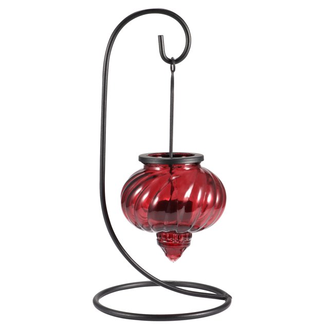 Decoración Portavelas Habitación Forma De Farol Artesanía De Hierro Vela Palo Apertura Ancha Linterna De Cristal Rojo Portavelas Hermosa Decoración Candelabro Para Fiesta Cena De Boda Minnieouse HA015796-00