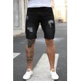 thumbnail image 4 of ABPHQTO Shorts de mezclilla de hombre de tiro bajo desgastados negros para hombre, 4 of 5