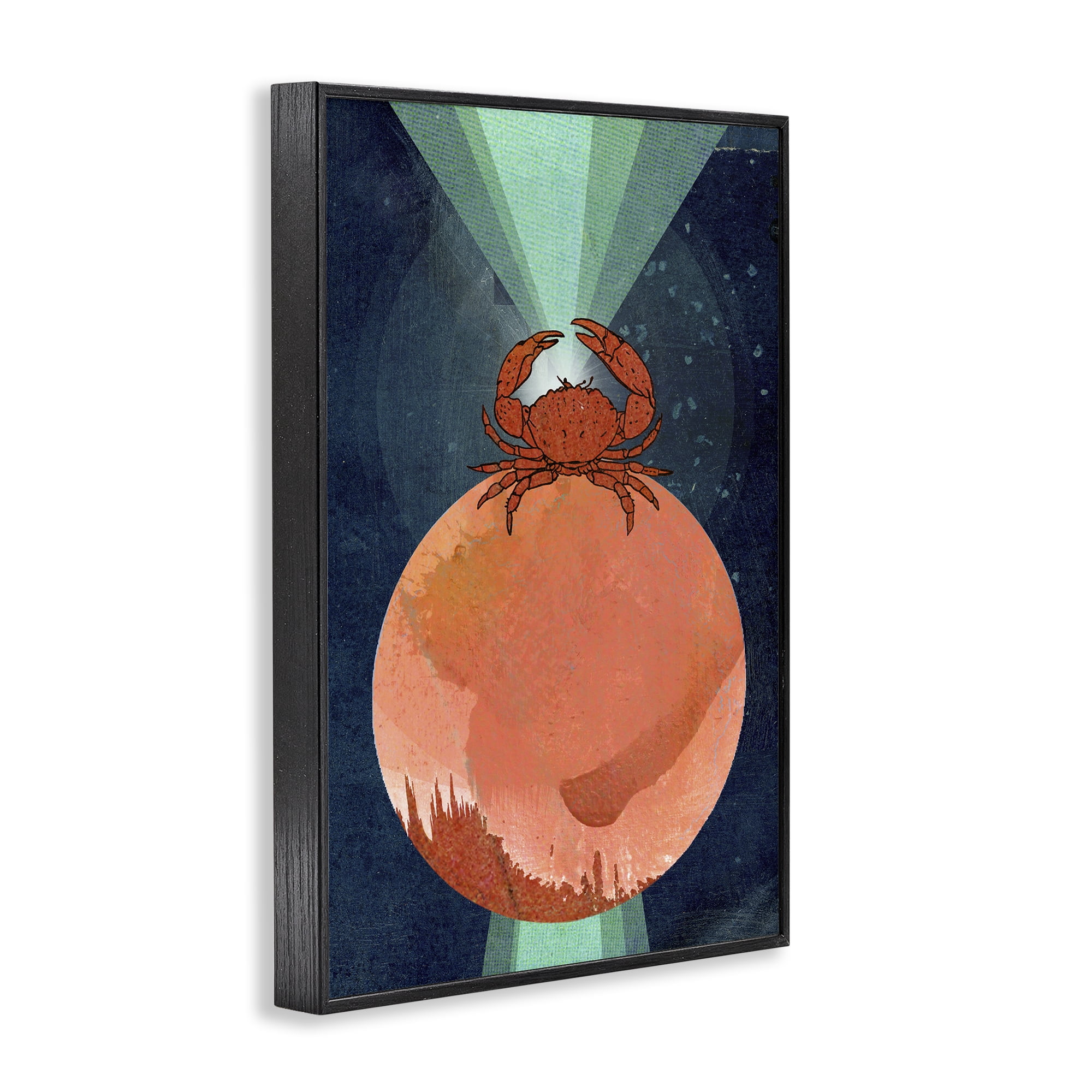 Stupell Industries Surreal Crab on Sphere Animals & Insects Painting Black Framed Art Print Wall Art, 12 x 18
