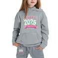 thumbnail image 2 of Toddler Girls Outfit Sets Kids 2025 New Year Printing Middle And Large Long Sleeved Letter Print Hooded Top Sweater Pants Set,2-Piece,Size 2-13Y, 2 of 4