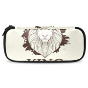 King Lion_  1 Pattern Stylish Leather Toiletry Bag - Durable Travel Organizer for Men and Women - Ideal for Cosmetics, Toiletries, and More!