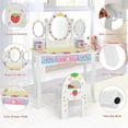 thumbnail image 4 of Pemberly Row Kids Vanity Princess Makeup Dressing Table Chair Set w/Mirror White, 4 of 8