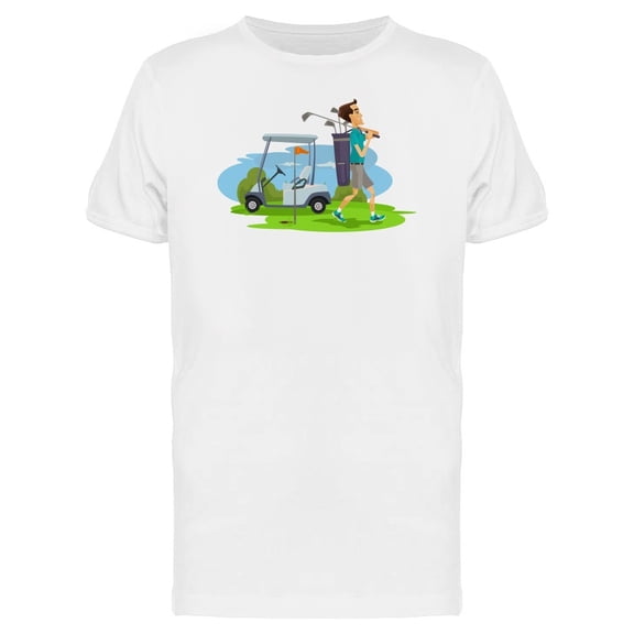 Golfer Man Playing Golf Cartoon Tee Men's -Image by Shutterstock