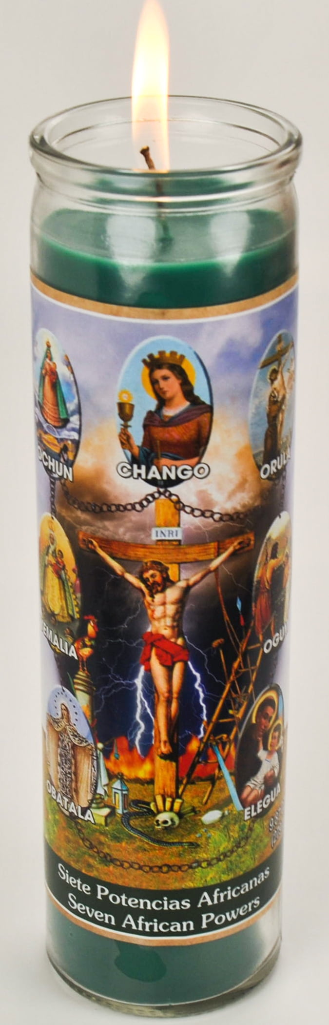 (2 pack) Prayer Candle 7 African Powers Green, 8 Inch