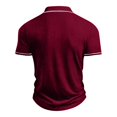 thumbnail image 4 of Men's Vertical Ribbed Polo Shirt Short Sleeve Contrast Piping Trim Stretch Collared Golf Top Casual Business Summer Shirt, 2XL, 4 of 7