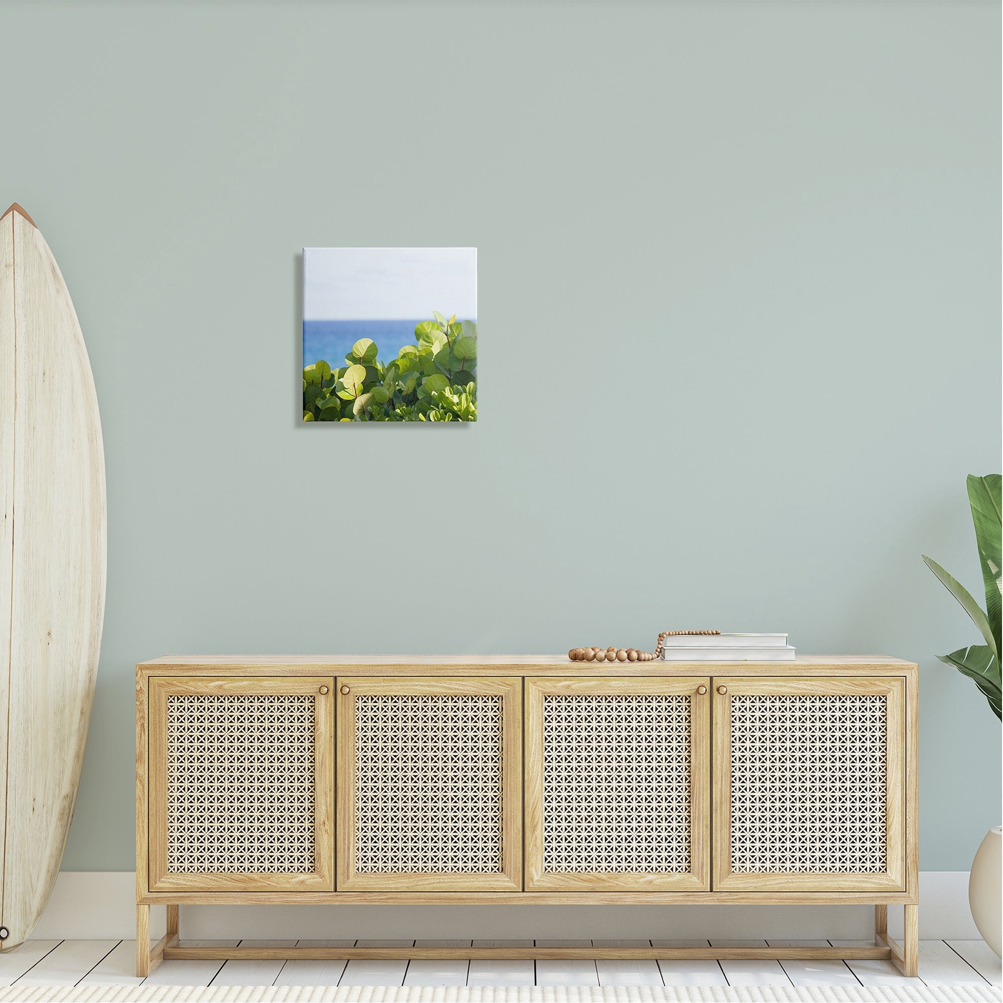 Stupell Industries Lush Greenery Plants Distant Beach Ocean Water Photograph Gallery Wrapped Canvas Print Wall Art, Design by Michael Quackenbush
