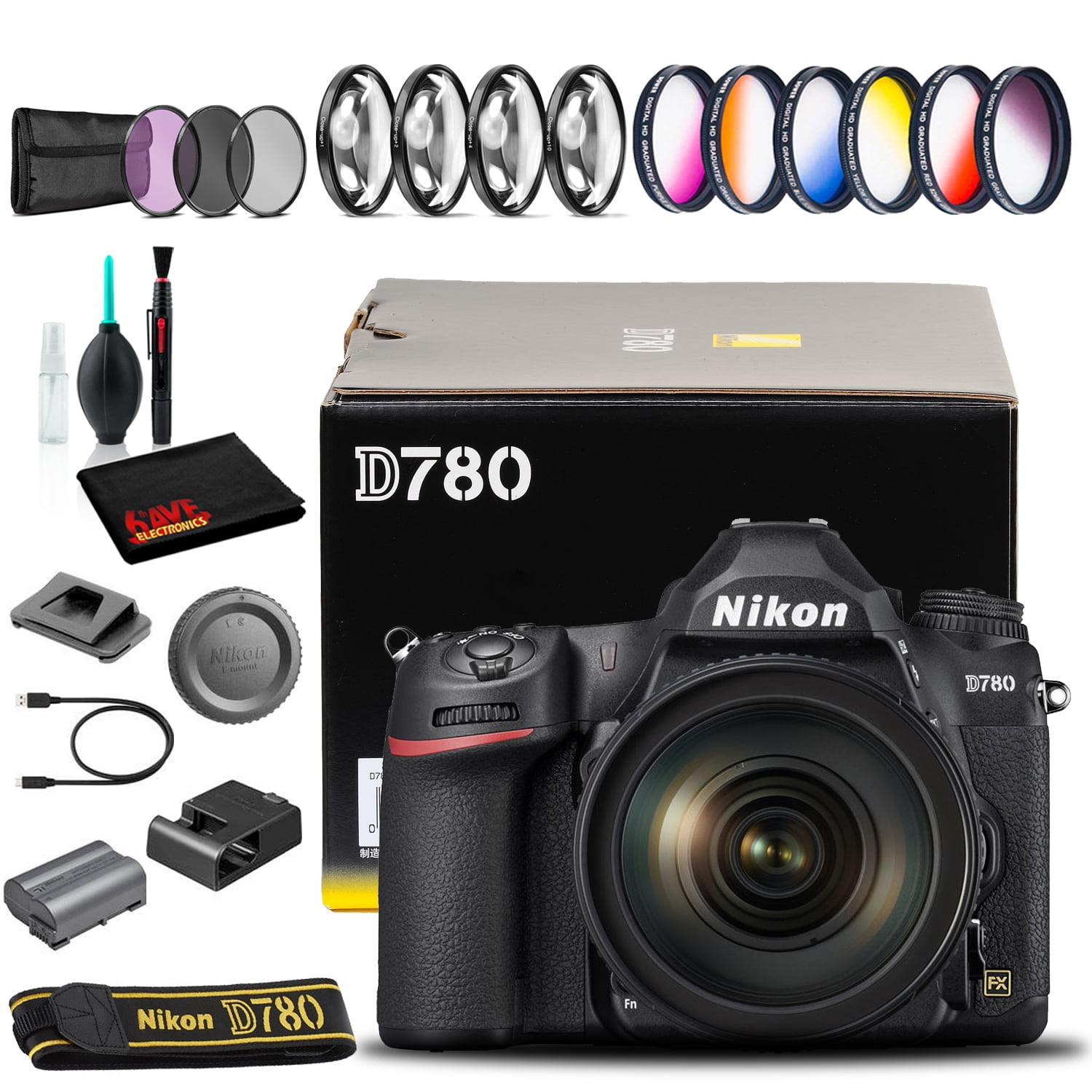 Nikon D780 DSLR Camera with 24-120mm Lens (International Model) with Filter Set
