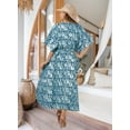 thumbnail image 3 of LA LEELA Women's Summer Batik Caftan Long Loungewear Dashiki House Dress with Pockets Sleepwear for Women Nightgown 1X-2X Lapis, Floral, 3 of 6