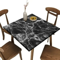 Elastic Edge Fitted Card Table Covers, Black Marble Pattern Printed on Elastic Polyester Table Cover, Great for Home Kitchen Parties Holiday Dinner, Fit for 32"" x 32""Square Table
