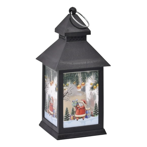 JASKFLY Plastic Portable Lamp Set of 2 Battery Powered Christmas Snow Lanterns with LED Lights Indoor Decor for Tabletop and Hanging,Home Decoration|Plastic,Multicolor