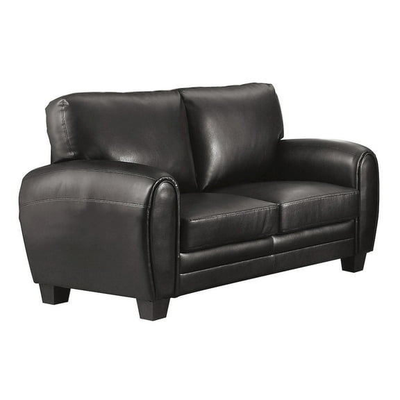 Lexicon Rubin Bonded Leather Loveseat in Black
