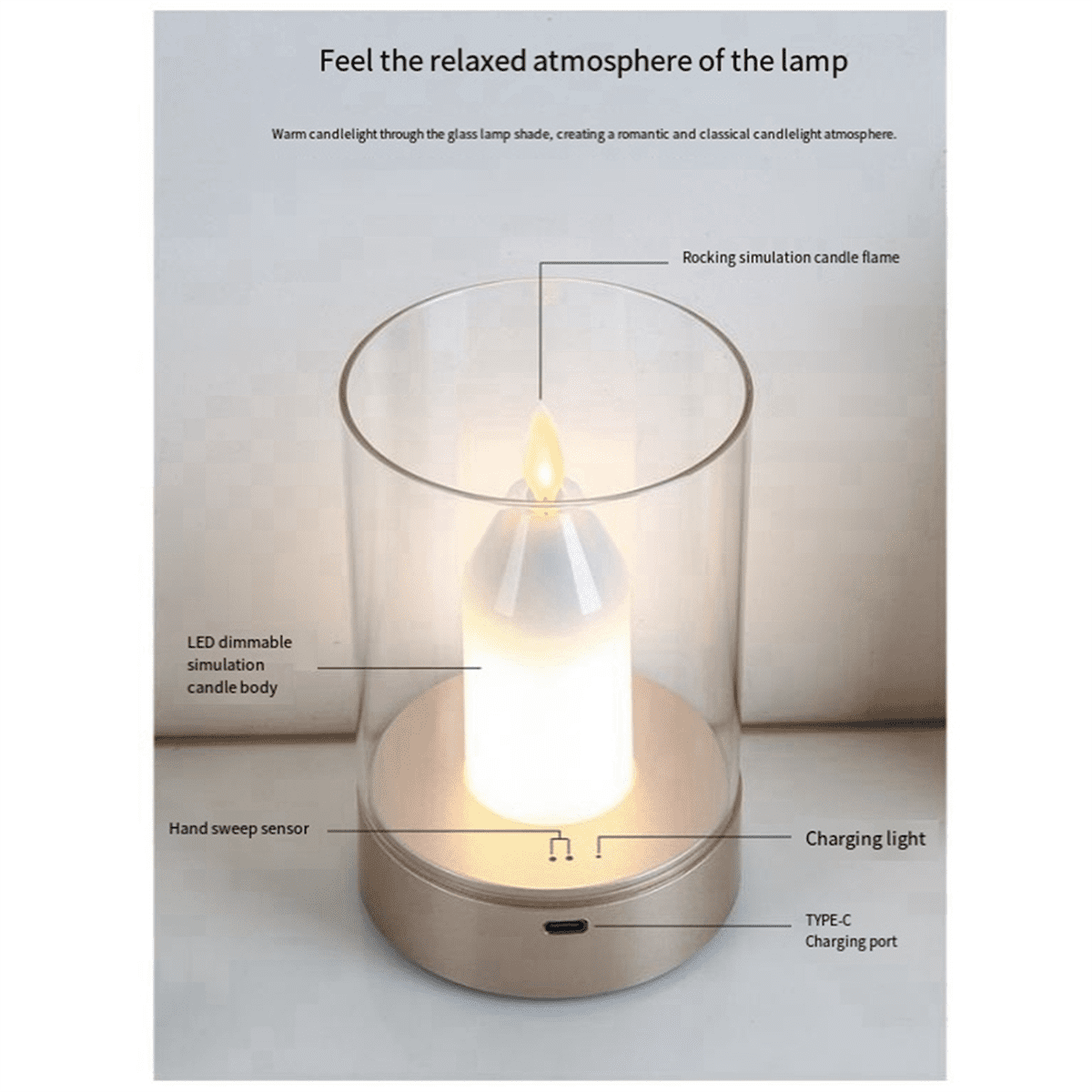 USB Candle Light Rechargeable Flameless Electric LED Dancing Moving Candles Home Decoration