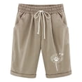 thumbnail image 3 of MKLEKYY Pantalones Cortos de Mezclilla para Mujer, de Verano, Estampados de Lino, con Cordón, Sueltos, Elásticos, Informales, para Playa (1), 3 of 4