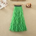 thumbnail image 3 of Women's High-Waisted Double-Layered Fairy Ruffle Hemmed Midi A-Line Skirt, 3 of 4