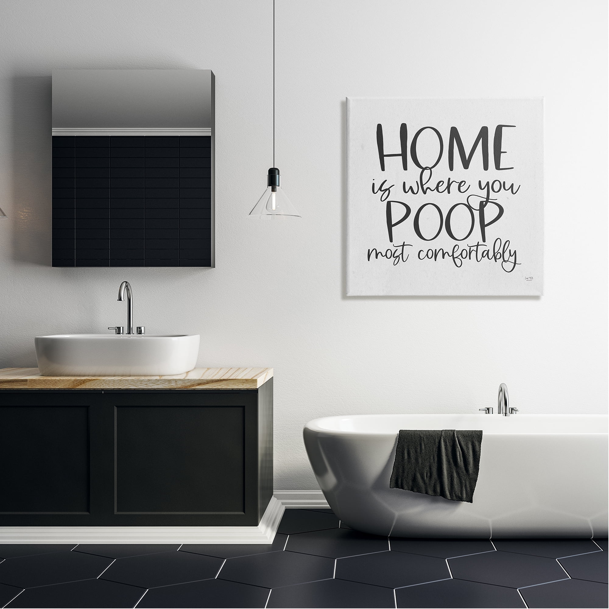 Stupell Poop Most Comfortably Funny Bathroom Typography Painting Gallery Wrapped Canvas Print Wall Art