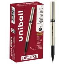 uniball Deluxe Rollerball Pens, Fine Point (0.7mm), Black Ink, 12 Count