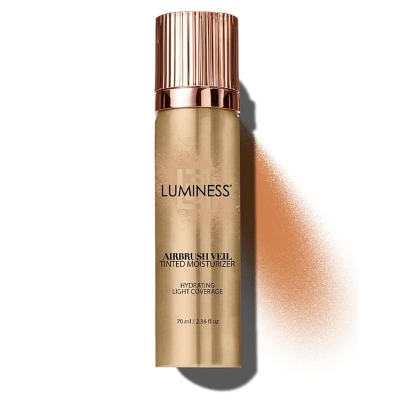 LUMINESS Airbrush Veil Tinted Moisturizer, Tan 100 - Lightweight, Hydrating, & Skin-Plumping Face Moisturizer Spray - Facial Skin Tint with Hyaluronic Acid Ceramides, Glycerin, Aloe & Hydrolyzed Silk