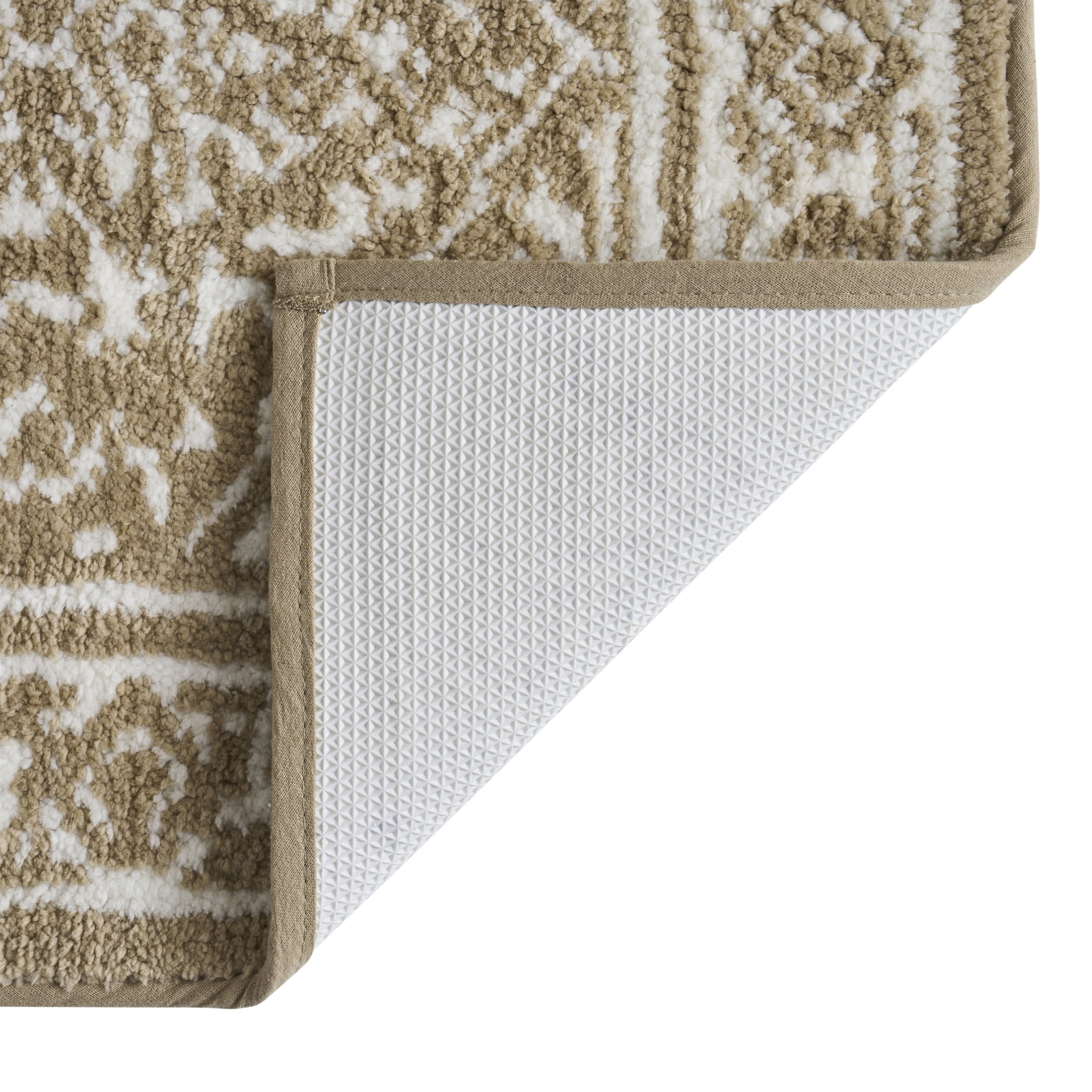 My Texas House Lacey Taupe Medallion Knitted Bath Rug Runner, 24" x 60"