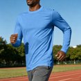thumbnail image 4 of GrmtClth Loose Cut Crew Neck Solid Long Sleeve Pullover Shirt, Casual Weekend Hiking Trip Outdoor Vacation Basic Tops Light Blue L, 4 of 4