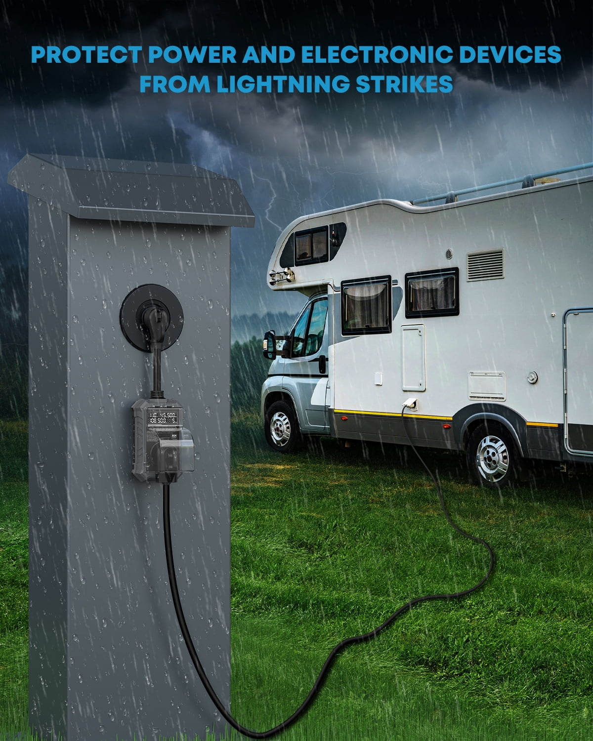 Kohree RV Surge Protector 30 Amp, 125V 14000 Joules RV Circuit Analyzer with High/Low Voltage Protection for Camper Travel Trailers