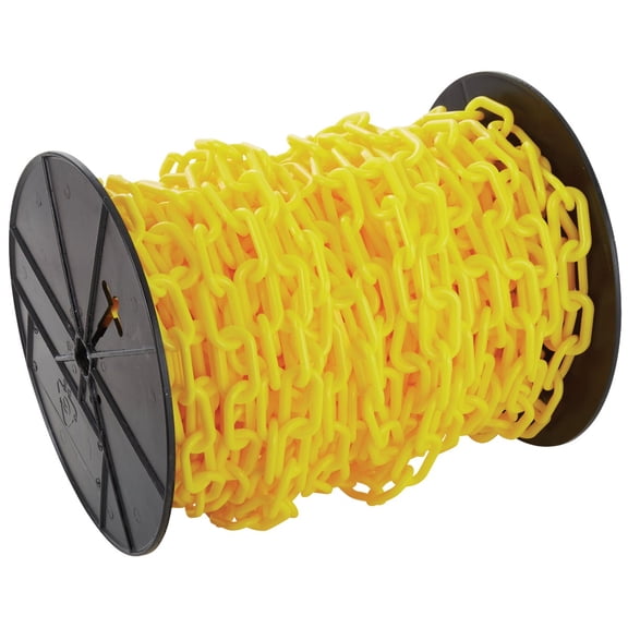Mr. Chain Plastic Barrier Chain Reel - 2" Diameter, 125' Length, Yellow — Residential Use, Standard Application