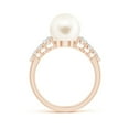 thumbnail image 2 of ANGARA Freshwater Cultured Pearl Ring with Graduated Diamonds in 14K Rose Gold for Women | June Birthstone, Birthday, Anniversary, Jewelry Gift for Women | Pearl Ring, 2 of 8