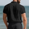 thumbnail image 6 of Jessboyy Linen Button Down Shirt Men Short Sleeve Summer Beach Shirts with Pockets Casual Plain Shirt Regular Fit Solid Color Button up Work Shirts Black L, 6 of 9