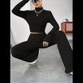 thumbnail image 4 of Conjunto de Pijama de Larga para Mujer, Conjunto de Pijama Informal de 2 Piezas, Ropa de Dormir de Otoño Negro XS, 4 of 8