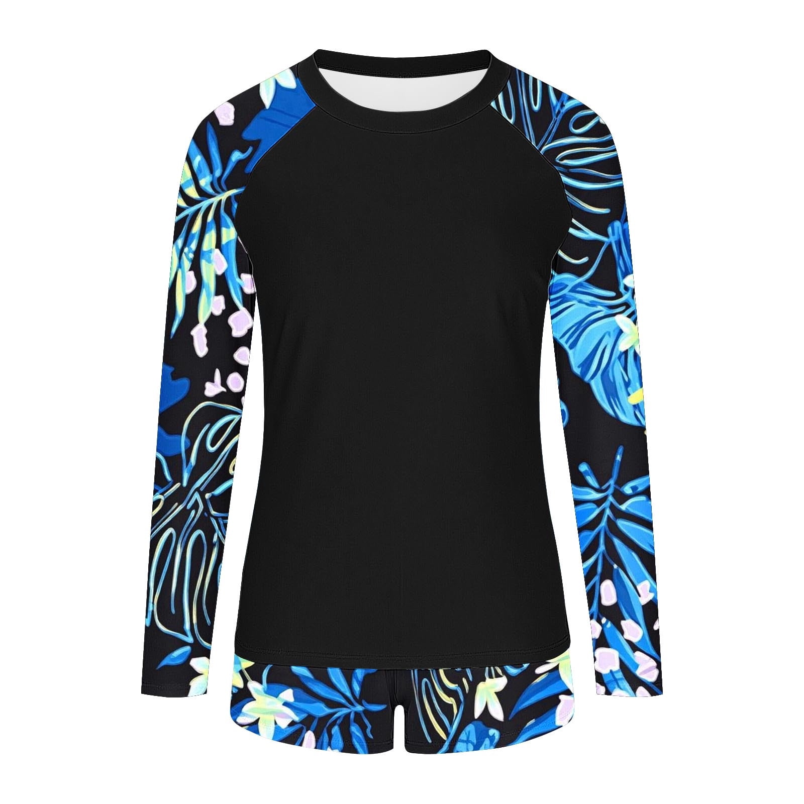 Oplxuo Women Two Piece Rash Guard Long Sleeve Swimsuits UV UPF 50+ Swim Shirt Bathing Suit with Boyshort Bottom