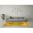 thumbnail image 3 of Ahgly Company Machine Washable Indoor Round Medallion Yellow Traditional Area Rugs, 7' Round, 3 of 4