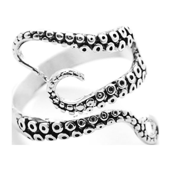 Guodhu Octopus Tentacle Claw Sea Ocean Open Ring Titanium Steel Scary Horror Goth Ring for Men Women