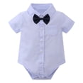 thumbnail image 3 of IBTOM CASTLE Baptism Outfits for Boys Infant Baby Gentleman Formal Suit Bowtie + Romper + Suspender + Pants 4PCS Birthday Wedding Tuxedo Outfit Cake Smash Christening Clothes, 3 of 7
