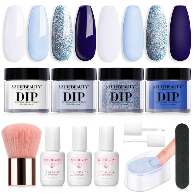 Kit de uñas en polvo AZUREBEAUTY Summer Aquarius, 4 colores