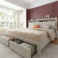 thumbnail image 6 of EnHomee Queen Bed Frame with Headboard and Storage,Upholistered Queen Bed with Drawers Beige Queen Storage Bed with 2 Large Drawers,Beige Bed Frame with Storage, Beige, 6 of 7