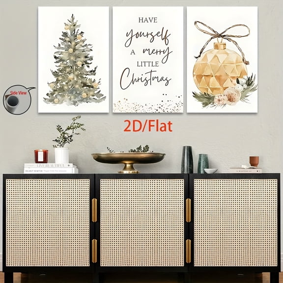 2D Flat, [JIT]3pcs/set, 2D Flat canvas paintings- frameless, Merry Christmas Wall Decor - Inspiring Festive Home Decoration Posters and prints, Halloween gifts, Christmas gifts, home decor, holiday
